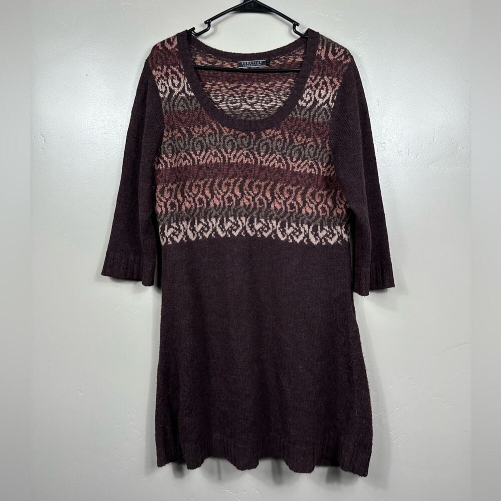 Peruvian Connection Women’s Baby Alpaca 3/4 Sleeve Sweater Tunic Dress - Large
